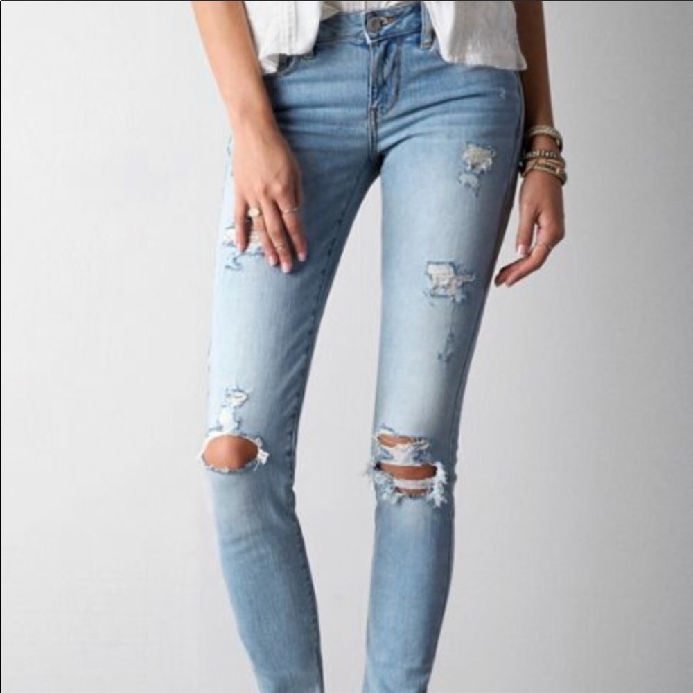 AE light distressed jeggings